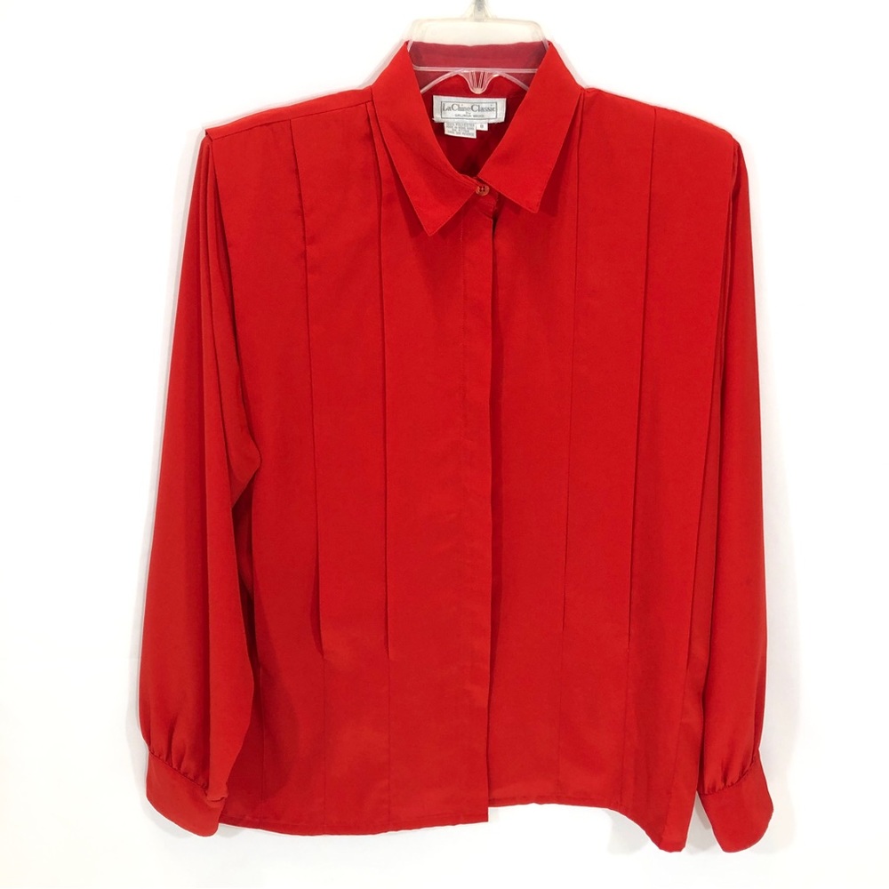 Vintage 80's Red Button Up Blouse Size 8